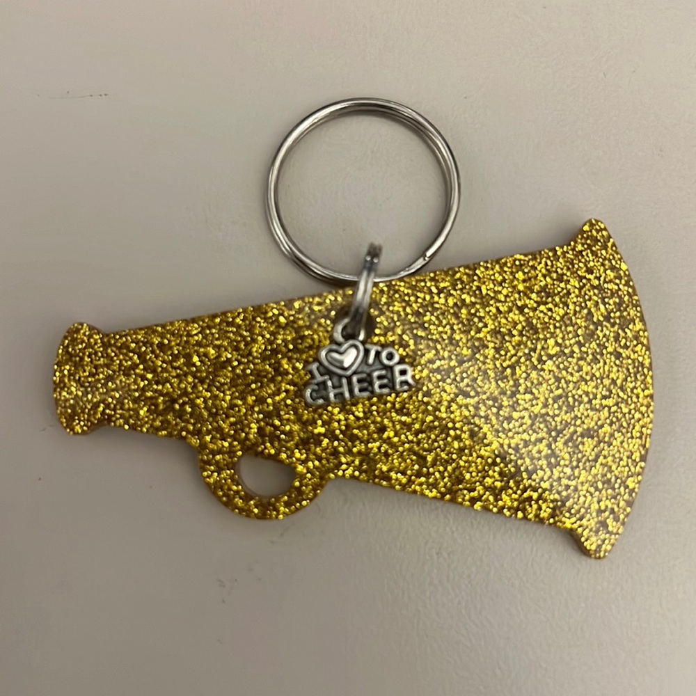 Gold Cheer Megaphone Keychain